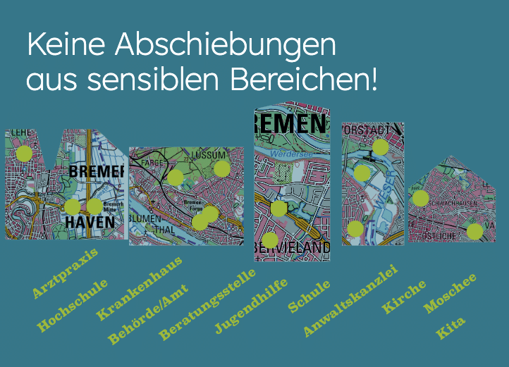 Grafik benennt die sensiblen Bereichen: Artzpraxis, Hoxhschule, Krankenhaus usw.